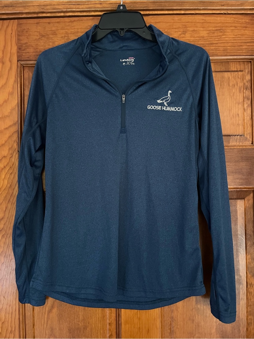Women’s Navy Long-Sleeve Quarter-Zip Athletic Top “Goose Hummock” fishing brand